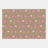 Kraft Pink Flamingos Mingling an einem Weihnachtsf Geschenkpapier Set (Vorderseite 3)