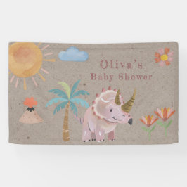Kraft Pink Triceratops Dinisaur Girl Babydusche Banner