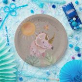 Kraft Pink Triceratops Dinisaur Girl Babydusche Pappteller (Party)