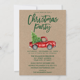 Kraft-Pinsel Schrift Vintage-LKW Weihnachtsfeier G Einladung