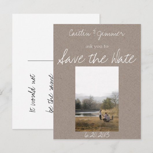 Kraft Postkarte Save the Date (Vorne/Hinten)