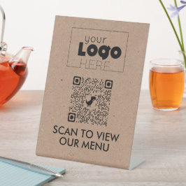 Kraft QR Code No Contact Scan for Menu Table Signs Sockelschild