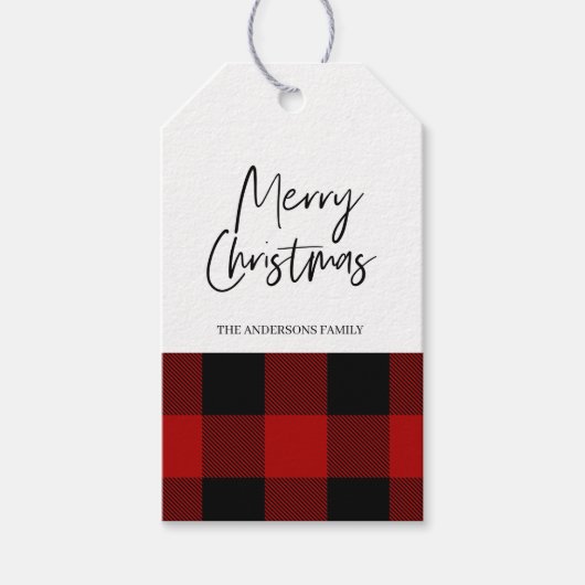 Kraft Red Buffalo Kariert & Frohe Weihnachten Geschenkanhänger (Vorderseite)