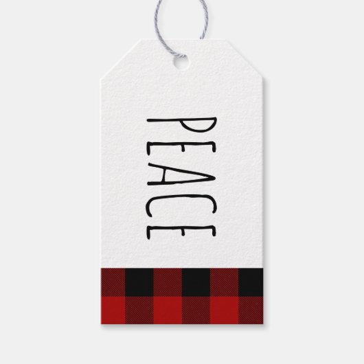 Kraft Red Buffalo Kariert & Peace Christmas Geschenkanhänger (Vorderseite)