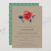 KRAFT RED GREEN ROSE FLORAL GENDER REVEITE EINLADE DANKESKARTE (Vorne/Hinten)