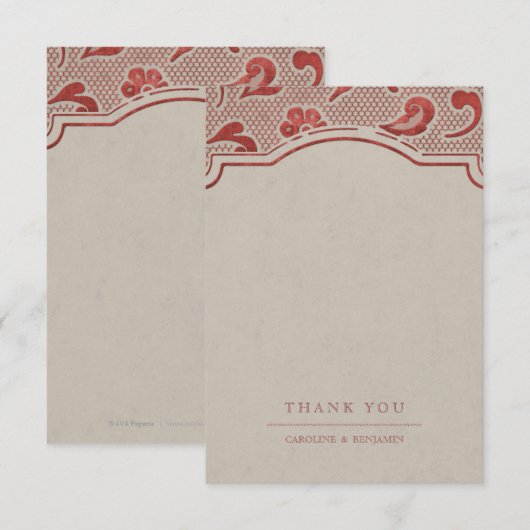 Kraft red Lace rustic Land Hochzeit danke (Vorne/Hinten)