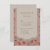 Kraft red Lace rustikale Landhochzeit UAWG RSVP Karte (Vorne/Hinten)