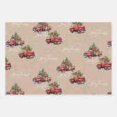 Kraft Red Truck Weihnachtsbaum Frohe Weihnachten Geschenkpapier Set (Vorderseite)