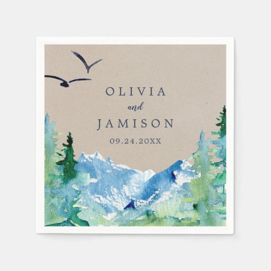 Kraft Rocky Mountain Hochzeit in Urlaubsort Serviette (Vorderseite)