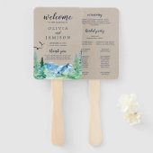 Kraft Rocky Mountain Wedding Program Fan Fächer (Vorne und Hinten)