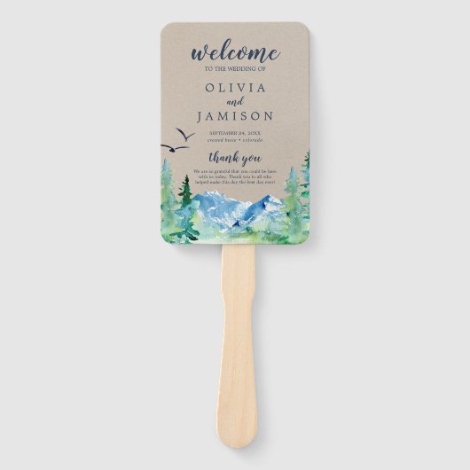 Kraft Rocky Mountain Wedding Program Fan Fächer (Vorderseite)