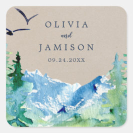 Kraft Rocky Mountain Wedding Umschlag Aufklebers Quadratischer Aufkleber