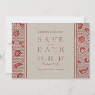 Kraft rot Spitze rustikale Hochzeit Termin vormerk Save The Date