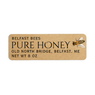 Kraft Rücksendeadresse Honey Label mit Biene