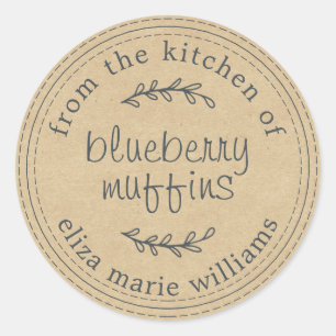 Kraft Rustic Blaubeer-Muffins Etikett Runder Aufkleber