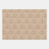 Kraft Rustic Frohe Weihnachten Schwarz Grün Geschenkpapier Set (Vorderseite 3)