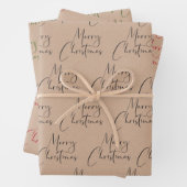 Kraft Rustic Frohe Weihnachten Schwarz Grün Geschenkpapier Set (Beispiel)