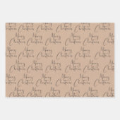 Kraft Rustic Frohe Weihnachten Schwarz Grün Geschenkpapier Set (Vorderseite)