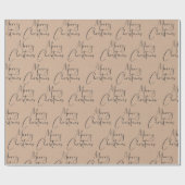Kraft Rustic Frohe Weihnachtsschrift Geschenkpapier (Flach)