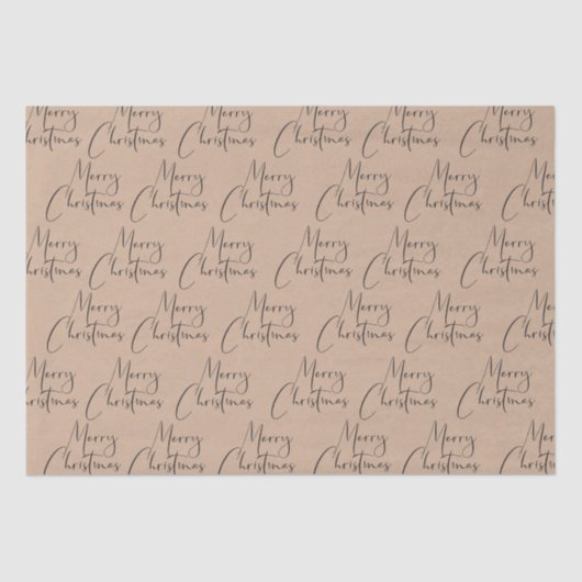 Kraft Rustic Frohe Weihnachtsschrift Seidenpapier (Vorderseite)