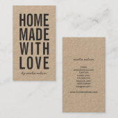 Kraft Rustic Homemade With Love Social Media Visitenkarte (Vorne/Hinten)