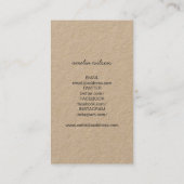 Kraft Rustic Homemade With Love Social Media Visitenkarte (Rückseite)