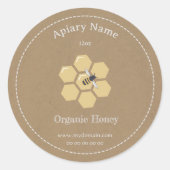 Kraft Rustic Honey Jar Label Aufkleber für Imker (Vorderseite)