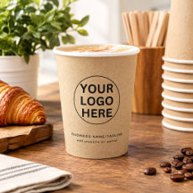 Kraft Rustic Paper Cups l  Geschäftslogo & Text