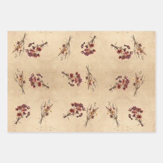 Kraft Rustic Press Paper Blume Geschenkpapier Set (Vorderseite 3)