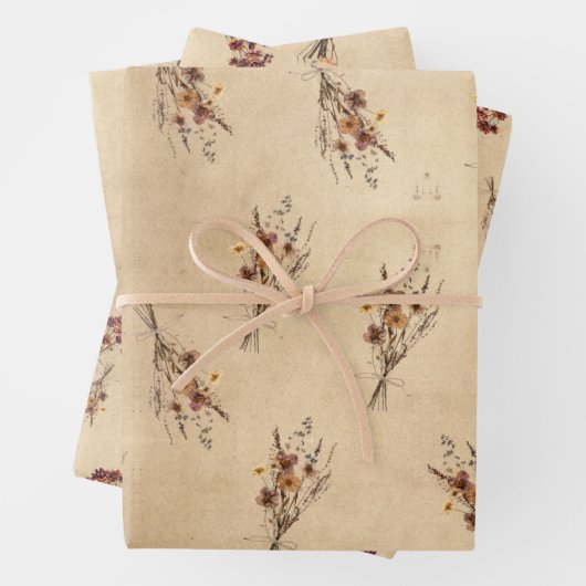 Kraft Rustic Press Paper Blume Geschenkpapier Set (Beispiel)