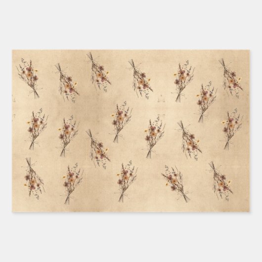 Kraft Rustic Press Paper Blume Geschenkpapier Set (Vorderseite)