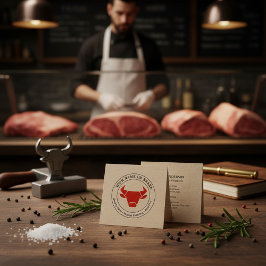 Kraft Rustic Vintage Logo Catering Business Card Quadratische Visitenkarte