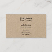 Kraft Rustic Vintage Logo Catering Business Card Visitenkarte (Rückseite)
