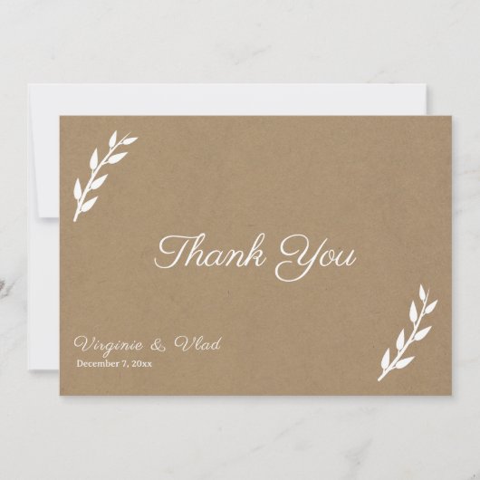 Kraft & Rustic Wedding Dankeschön Karte (Vorderseite)