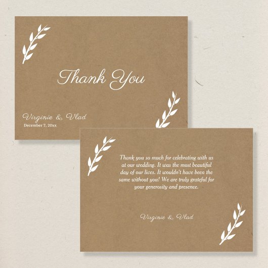 Kraft & Rustic Wedding Dankeschön Karte