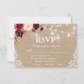 Kraft Rustic Wedellicht Lace Jars Floral UAWG RSVP Karte (Vorderseite)