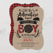 Kraft, rustikal, Lumberjack, Buffalo Kariert, Baby Einladung (Vorne/Hinten)