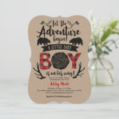 Kraft, rustikal, Lumberjack, Buffalo Kariert, Baby Einladung (Stehend Vorderseite)