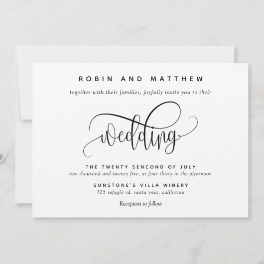 Kraft, rustikal, modern, elegante Script Wedding Einladung (Vorderseite)