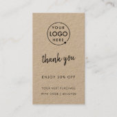 Kraft Rustikal | Vielen Dank Business Logo Modern Rabattkarte (Vorderseite)
