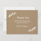 Kraft & Rustikale Beerdigung Dankeschön Karte (Vorderseite)