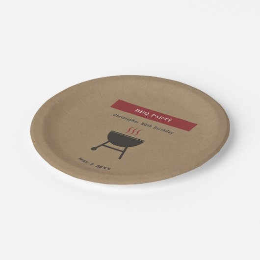 Kraft & Rustikale GRILLEN Party Geburtstag Pappteller (Schrägansicht)