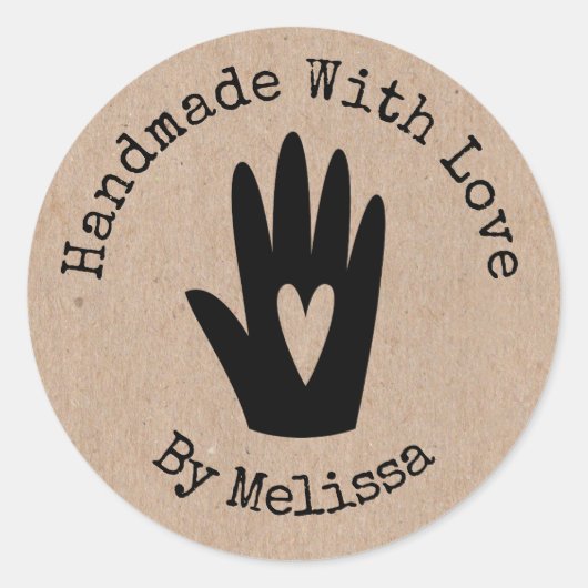 Kraft Rustikale Handarbeit mit Liebe Runder Aufkleber (Vorderseite)