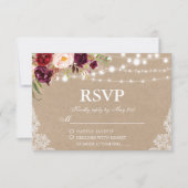 Kraft Rustikale Hochzeitbeleuchtung Spitzen UAWG RSVP Karte (Vorderseite)
