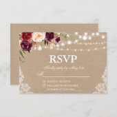 Kraft Rustikale Hochzeitbeleuchtung Spitzen UAWG RSVP Karte (Vorne/Hinten)