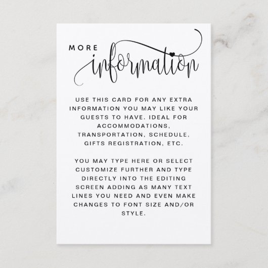 Kraft-, rustikale Hochzeitinformation Begleitkarte (Vorderseite)