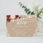 Kraft Rustikale Hochzeitspur UAWG w/Meal RSVP Karte (Stehend Vorderseite)
