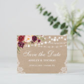 Kraft Rustikale Lichter bläst Save the Date Ankündigungspostkarte (Stehend Vorderseite)