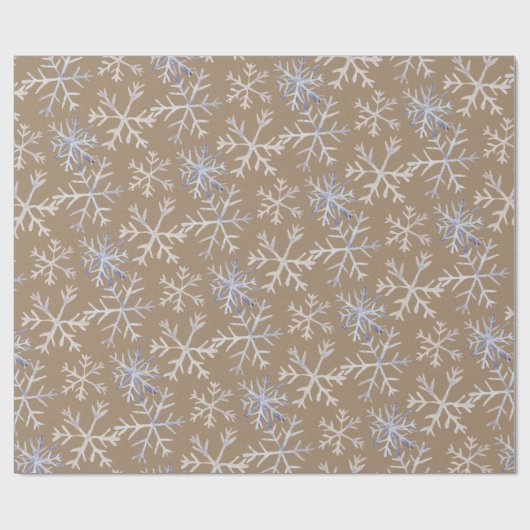 Kraft Rustikale, von Hand Gezeichnet Icy Blue Whit Geschenkpapier (Flach)
