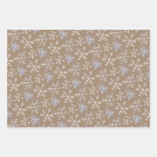 Kraft Rustikale, von Hand Gezeichnet Icy Blue Whit Geschenkpapier Set (Vorderseite 3)